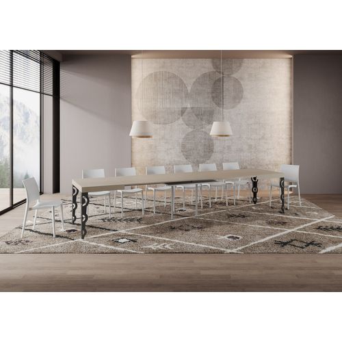 Table Extensible 90x140/400 Cm Karamay Cachemire Pieds Anthracite