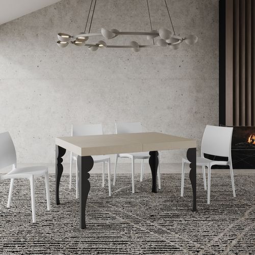 Table Extensible 80x120/204 Cm Paxon Cachemire Cadre Anthracite