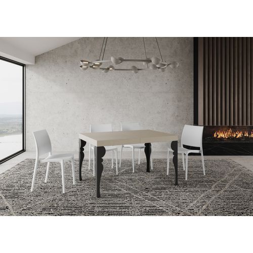 Table Extensible 80x120/204 Cm Paxon Cachemire Cadre Anthracite