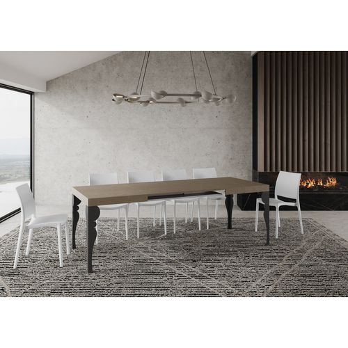 Table Extensible 80x140/224 Cm Paxon Taupe Cadre Anthracite