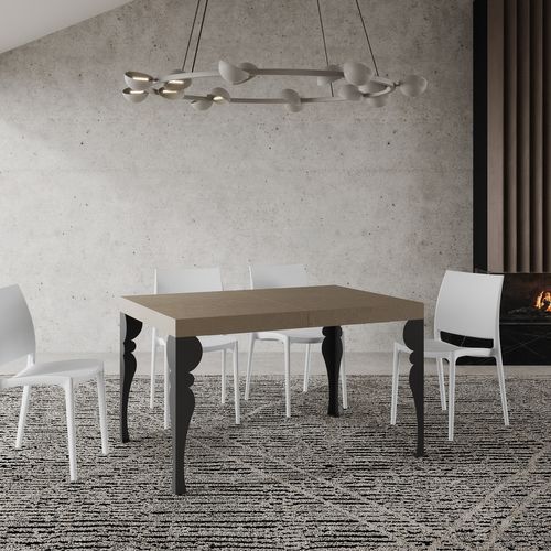 Table Extensible 80x140/224 Cm Paxon Taupe Cadre Anthracite