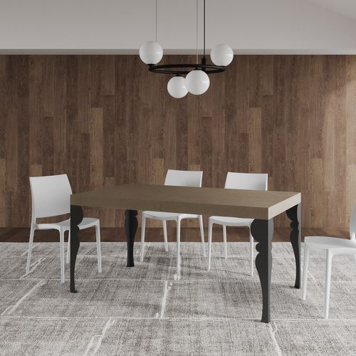 Table Extensible 90x160/264 Cm Paxon Taupe Pieds Anthracite