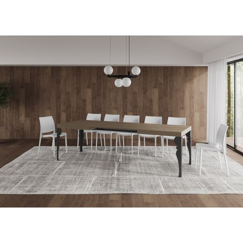 Table Extensible 90x160/420 Cm Paxon Taupe Pieds Anthracite