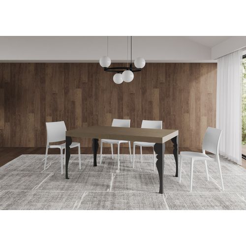 Table Extensible 90x160/420 Cm Paxon Taupe Pieds Anthracite