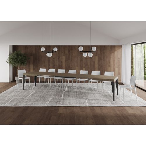 Table Extensible 90x160/420 Cm Paxon Taupe Pieds Anthracite