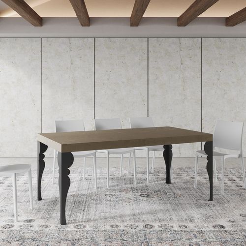 Table Extensible 90x180/440 Cm Paxon Taupe Pieds Anthracite