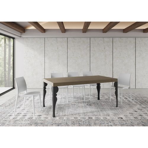 Table Extensible 90x180/440 Cm Paxon Taupe Pieds Anthracite