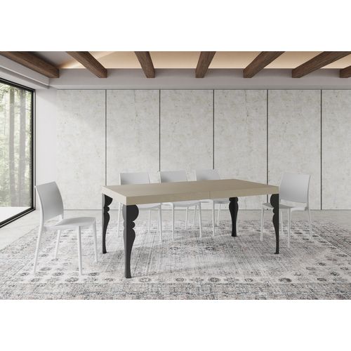 Table Extensible 90x200/460cm Paxon Cachemire Pieds Anthracite