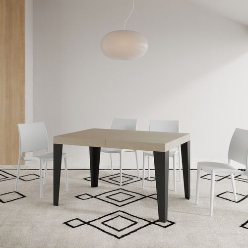 Table Extensible 80x120/204 Cm Flame Cachemire Cadre Anthracite