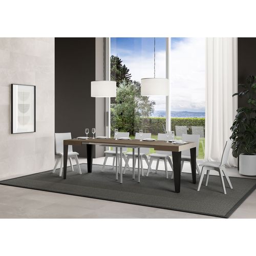 Table Extensible 90x90/246 Cm Flame Taupe Pieds Anthracite