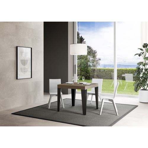 Table Extensible 90x90/246 Cm Flame Taupe Pieds Anthracite
