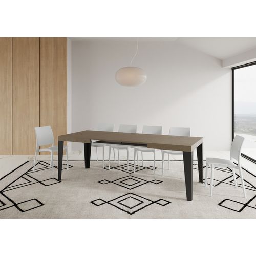 Table Extensible 90x140/244 Cm Flame Taupe Pieds Anthracite