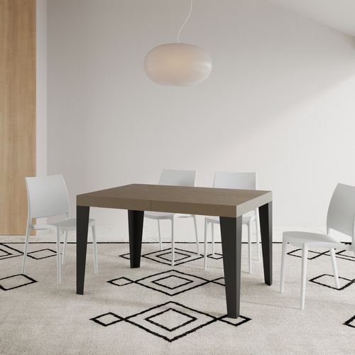 Table Extensible 90x140/244 Cm Flame Taupe Pieds Anthracite