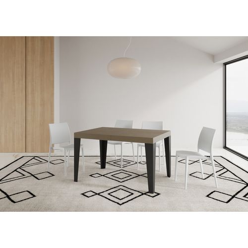 Table Extensible 90x140/244 Cm Flame Taupe Pieds Anthracite