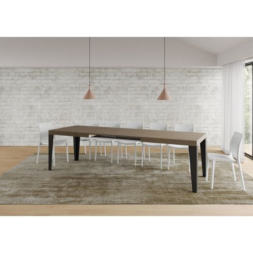 Table Extensible 90x180/440 Cm Flame Taupe Pieds Anthracite