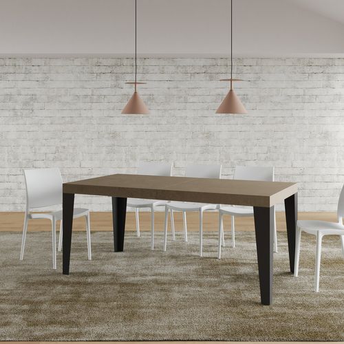 Table Extensible 90x180/440 Cm Flame Taupe Pieds Anthracite
