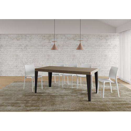 Table Extensible 90x180/440 Cm Flame Taupe Pieds Anthracite