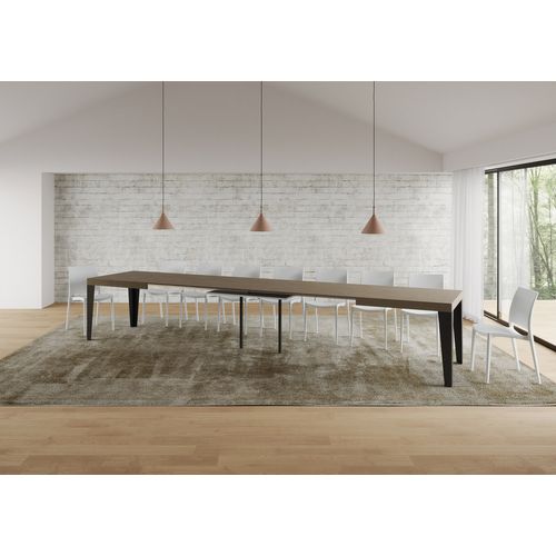 Table Extensible 90x180/440 Cm Flame Taupe Pieds Anthracite
