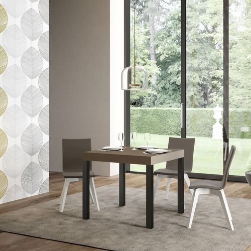 Table Extensible 90x90/246 Cm Everyday Taupe Pieds Anthracite