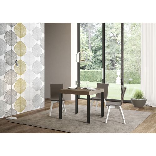 Table Extensible 90x90/246 Cm Everyday Taupe Pieds Anthracite