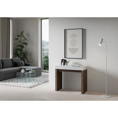 Console Extensible 90x40/196 Cm Roxell Mix Small Dessus Frêne Blanc - Structure Noyer