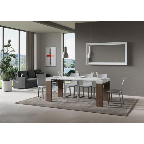 Console Extensible 90x40/196 Cm Roxell Mix Small Dessus Frêne Blanc - Structure Noyer