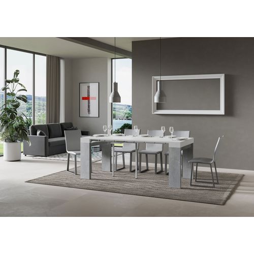 Console Extensible 90x40/196 Cm Roxell Mix Small Dessus Frêne Blanc - Structure Ciment