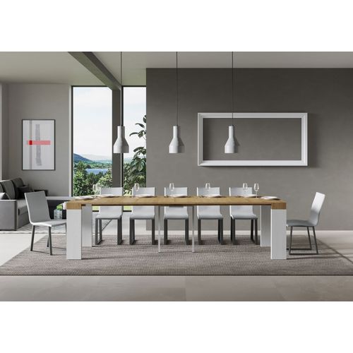 Console Extensible 90x40/300 Cm Roxell Mix Dessus Chêne Nature - Structure Frêne Blanc