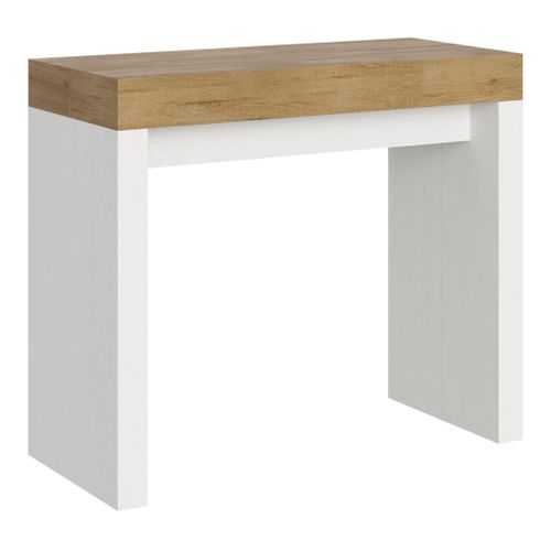 Console Extensible 90x40/300 Cm Roxell Mix Dessus Chêne Nature - Structure Frêne Blanc