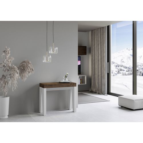 Console Extensible 90x40/196 Cm Naxy Mix Small Dessus Noyer - Structure Frêne Blanc