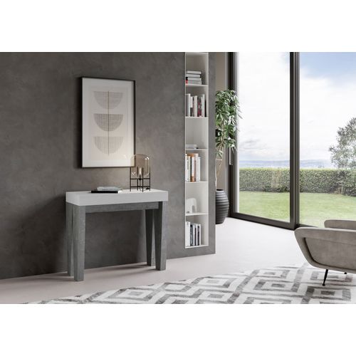 Console Extensible 90x40/196 Cm Spimbo Mix Small Dessus Frêne Blanc - Structure Ciment