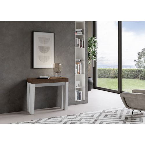 Console Extensible 90x40/196 Cm Spimbo Mix Small Dessus Noyer - Structure Frêne Blanc