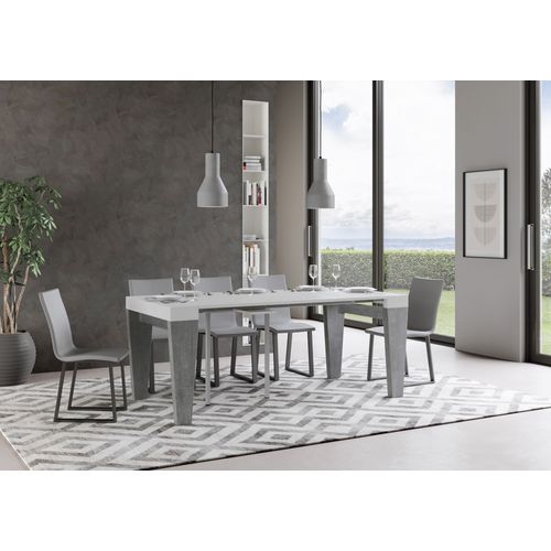 Console Extensible 90x40/300 Cm Spimbo Mix Dessus Frêne Blanc - Structure Ciment