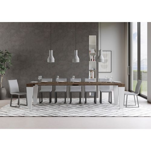 Console Extensible 90x40/300 Cm Spimbo Mix Dessus Noyer  - Structure Frêne Blanc