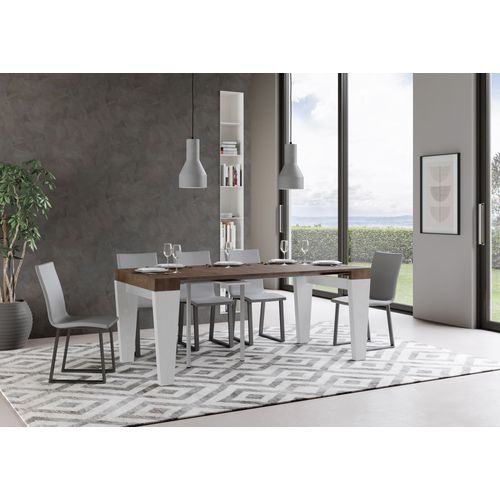 Console Extensible 90x40/300 Cm Spimbo Mix Dessus Noyer  - Structure Frêne Blanc