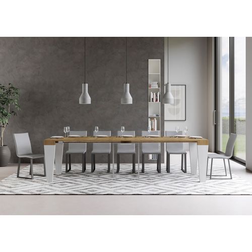 Console Extensible 90x40/300 Cm Spimbo Mix Dessus Chêne Nature  - Structure Frêne Blanc