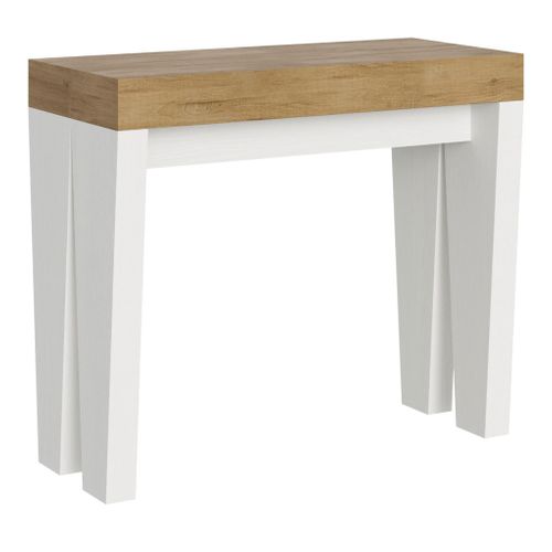Console Extensible 90x40/300 Cm Spimbo Mix Dessus Chêne Nature  - Structure Frêne Blanc