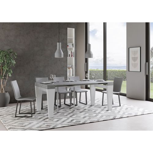 Console Extensible 90x40/300 Cm Spimbo Mix Dessus Ciment - Structure Frêne Blanc