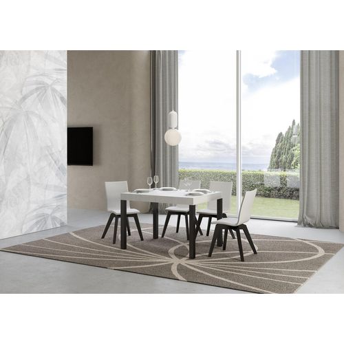 Table Extensible 70x110/194 Cm Everyday Frêne Blanc Cadre Anthracite