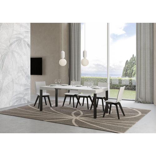 Table Extensible 70x110/194 Cm Everyday Frêne Blanc Cadre Anthracite