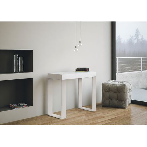 Console Extensible 90x40/300 Cm Tecno Frêne Blanc Cadre Blanc