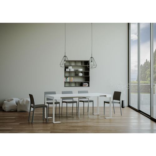 Console Extensible 90x40/300 Cm Tecno Frêne Blanc Cadre Blanc