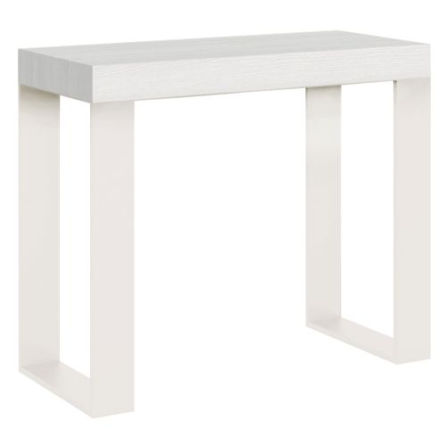 Console Extensible 90x40/300 Cm Tecno Frêne Blanc Cadre Blanc