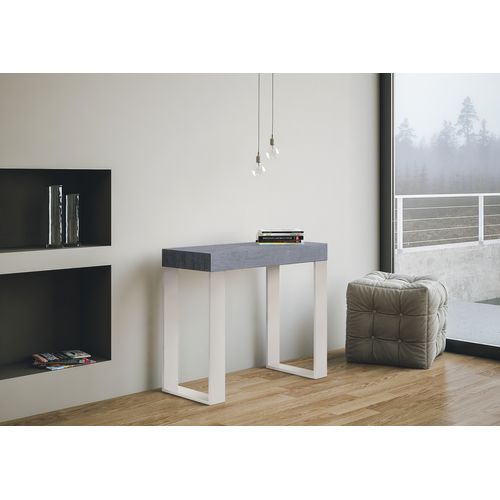 Console Extensible 90x40/300 Cm Tecno Noyer Cadre Blanc