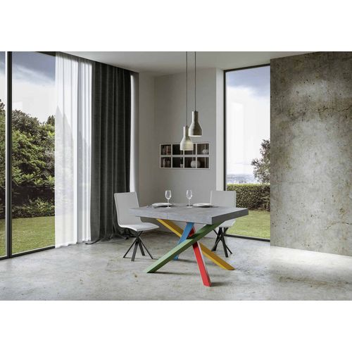 Table Extensible 90x140/244 Cm Volantis Gris Béton Cadre 4/b