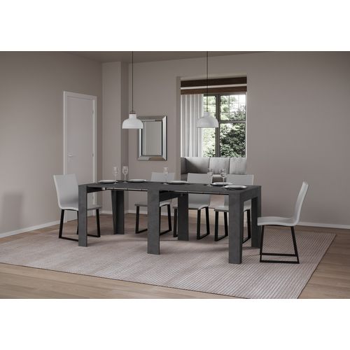 Console Extensible 90x25/211 Cm Anea Anthracite Spatulé Rallonges Internes