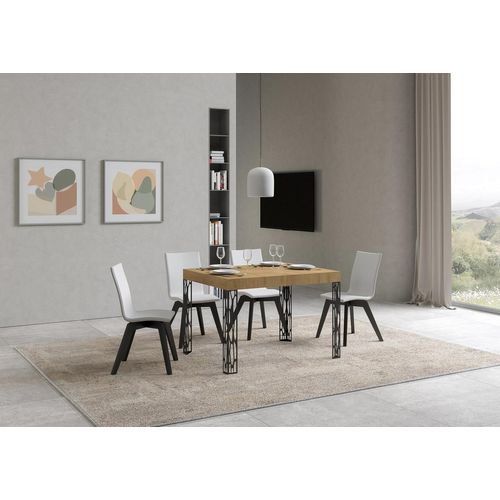 Table Extensible 80x120/204 Cm Ghibli Chêne Nature Cadre Anthracite