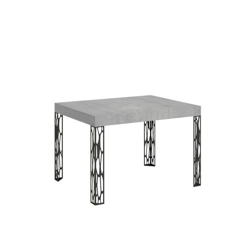 Table Extensible 80x120/204 Cm Ghibli Gris Béton Cadre Anthracite