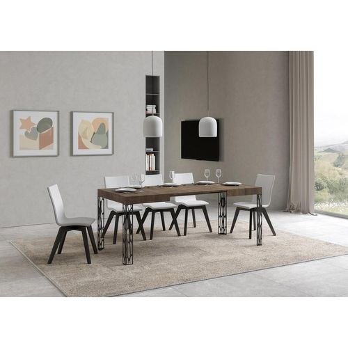 Table Extensible 80x120/204 Cm Ghibli Noyer Cadre Anthracite