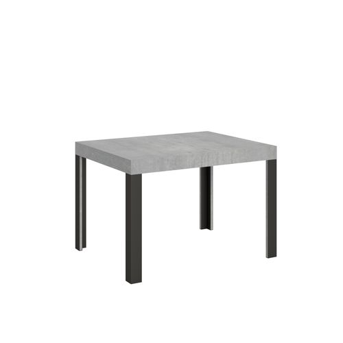 Table Extensible 70x110/194 Cm Linea Gris Béton Cadre Anthracite